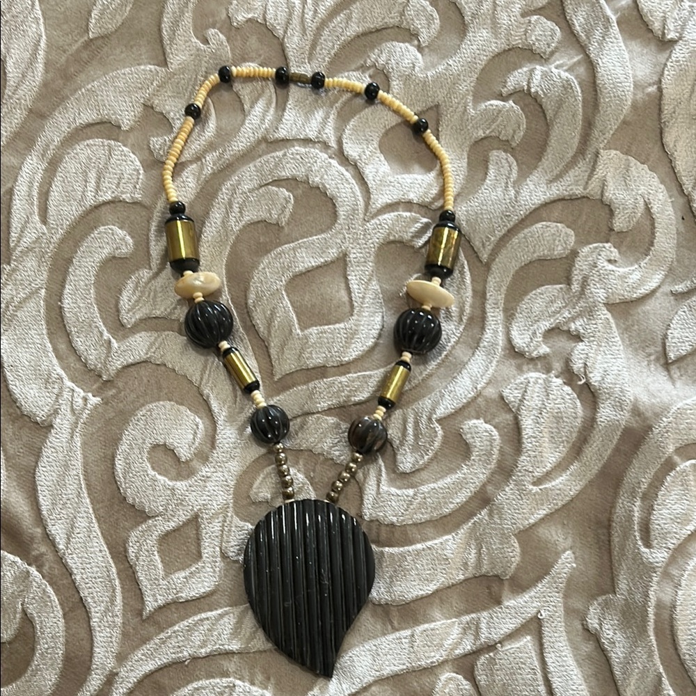 Black and Gold Beaded Necklace